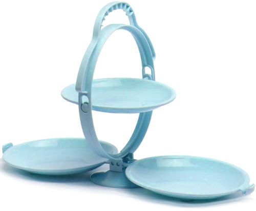 Складна тарілка для фруктів Creative Folding Fruit Plate багаторівнева Фруктовниця менажниця на 3 секції, розкладна підставка для закусок на кухню