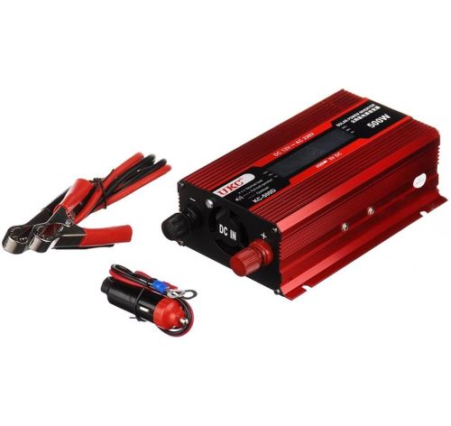 Автомобільний інвертор UKC AC/DC 12V-220V 500W KC-500D авто перетворювач напруги струму з LCD дисплеєм від прикурювача, акумулятора з екраном