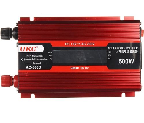 Автомобільний інвертор UKC AC/DC 12V-220V 500W KC-500D авто перетворювач напруги струму з LCD дисплеєм від прикурювача, акумулятора з екраном
