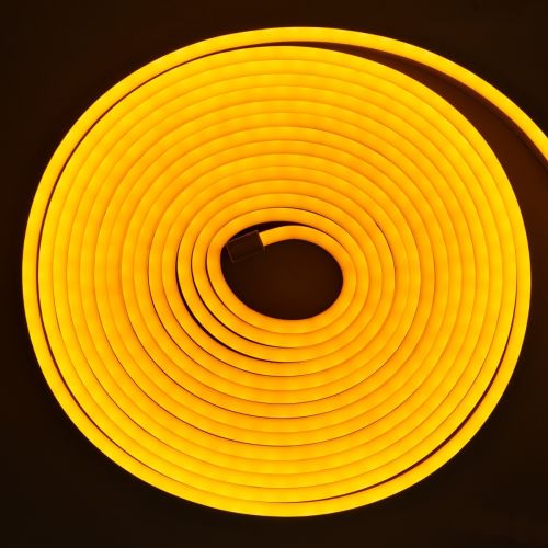 Светодиодная силиконовая лента LED NEON 0729 Yellow 5 м с блоком питания, Универсальная неоновая гибкая подсветка 12V-220V 5m в силиконе Желтая