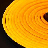 Светодиодная силиконовая лента LED NEON 0729 Yellow 5 м с блоком питания, Универсальная неоновая гибкая подсветка 12V-220V 5m в силиконе Желтая
