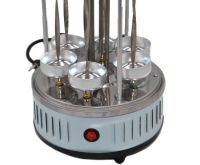 Вертикальна електрична шашличниця Domotec MS-7782 1000W на 6 шампурів, Настільна Електрошашличниця для дому зі знімним піддоном Срібляста