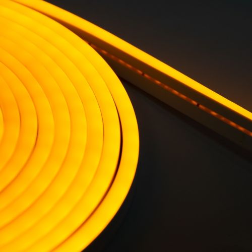 Светодиодная силиконовая лента LED NEON 0729 Yellow 5 м с блоком питания, Универсальная неоновая гибкая подсветка 12V-220V 5m в силиконе Желтая