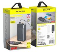 Портативний зарядний пристрій Power Bank Awei P7k 30000 mAh Повербанк, портативний зовнішній акумулятор батарея з індикатором і кабелем для телефону