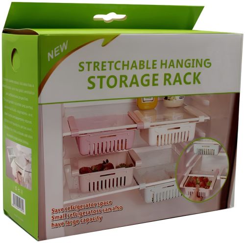 Раздвижной органайзер в холодильник Stretchable Hanging Storage Rack TM18013 подвесной контейнер, выдвижная полка, корзинка для хранения продуктов