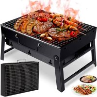 Складаний BBQ гриль 43 см BBQ Grill Portable TL-372 розкладний переносний мангал на деревному вугіллі і дровах, Портативний барбекю валізу з сіткою