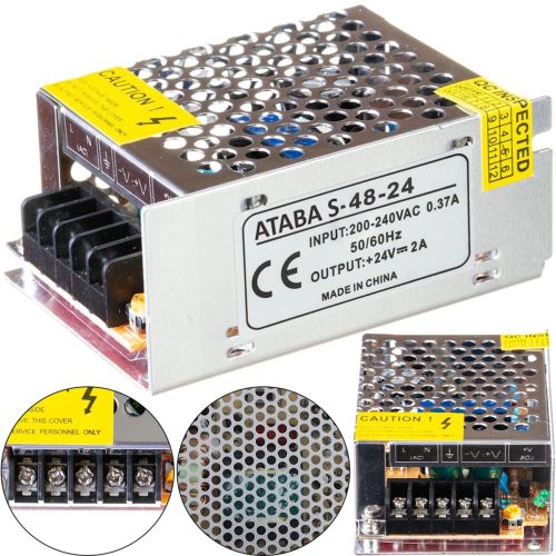 Універсальний блок живлення адаптер Ataba 24V 2A 48W S-48-24 Metall для SMD світлодіодних стрічок моніторів у металевому корпусі на 5 A