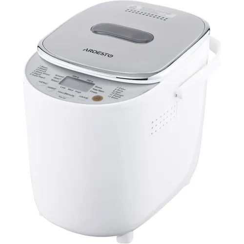 Електрична хлібопічка Ardesto BMG-750 500W для домашнього випікання хліба, хлібопічка з LCD дисплеєм 12 режимів до 750 грам від мережі 220V Біла