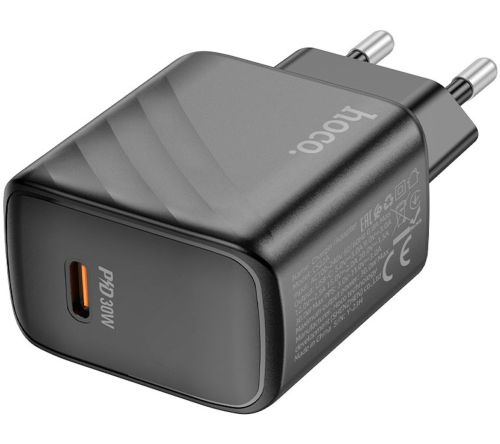 Сетевое зарядное устройство зарядка Hoco CS22A PD30W на один порт Type-C USB-C, Адаптер питания блок Хоко для быстрой зарядки телефона Черный