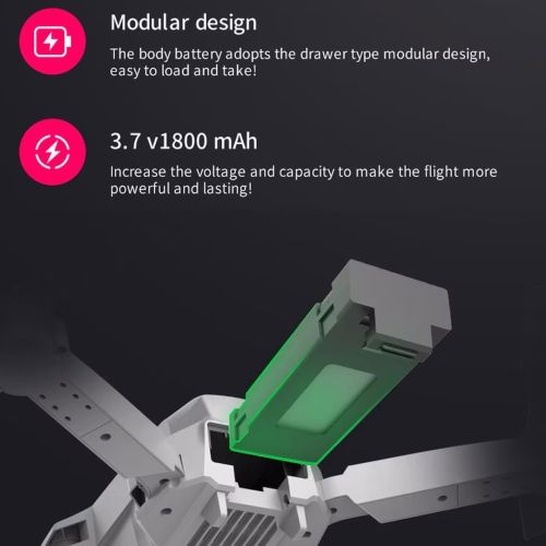 Універсальний додатковий акумулятор 4drc V22 3.7 v 1800mAh для квадрокоптера E88, E88 PRO, E99, E525, P5 PRO, змінна батарея для дрона Чорний