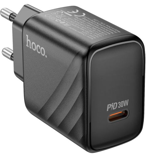 Сетевое зарядное устройство зарядка Hoco CS22A PD30W на один порт Type-C USB-C, Адаптер питания блок Хоко для быстрой зарядки телефона Черный