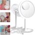 Круглое сенсорное зеркало для макияжа с вентилятором Beauty Breeze Mirror CM-062 настольное аккумуляторное зеркало с подсветкой и увеличением Белое