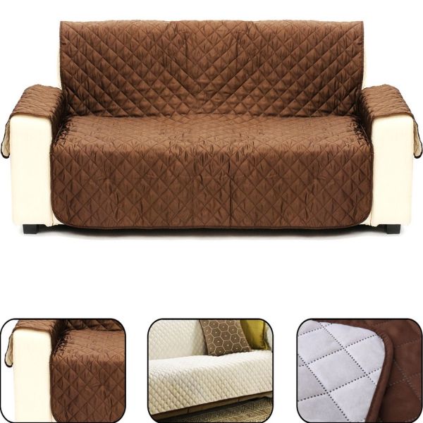 Двостороння накидка чохол на диван Couch Coat з мікрофібри, захисне двостороннє водонепроникне стьобане покривало для дивана