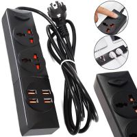 Сетевой удлинитель Power Socket BKL-01 2500W 3.4А на 2 розетки 4 USB 2 м фильтр переноска с выключателем для подключения приборов к сети Черный