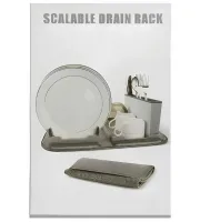 Настільна сушарка для посуду Scalable Drain Rack 0578 кухонний органайзер із піддоном і килимком із мікрофібри для зберігання та сушіння приладів Сірий