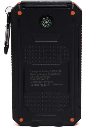 Портативний зарядний пристрій Power Bank Solar Charger QL-268 20000mAh протиударний повербанк з сонячною панеллю подвійний зарядкою USB ліхтариком