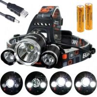 Ліхтар налобний ліхтарик 3 Led Bailong RJ-3000 T6 3 в 1 Світлодіодний потрійний ліхтар акумуляторний RJ3000 на голову