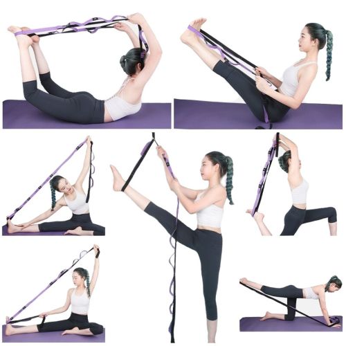 Подовжений нейлоновий пояс для йоги і розтяжки м'язів Yoga Stretch Band, еластичний тяговий ремінь для тренувань 12 петель для різного навантаження