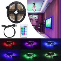 Универсальная светодиодная лента SMD 5050-RGB для подсветки телевизора 2м Разноцветная, Неоновая LED подсветка с пультом от USB повербанка