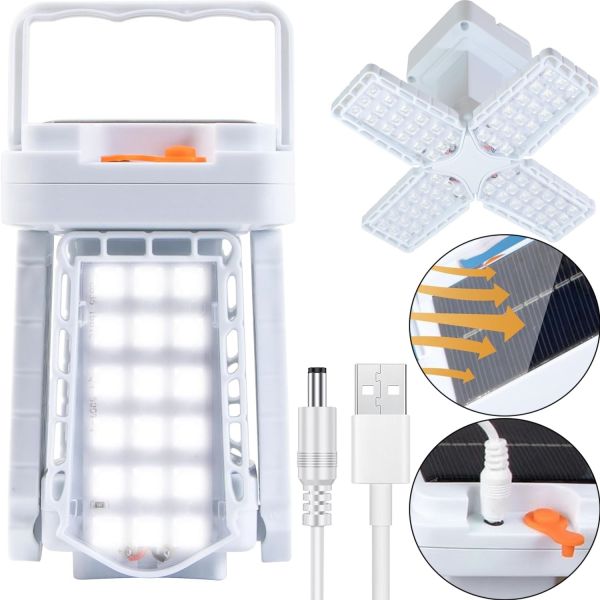 Кемпінговий складаний ліхтар Solar X-Balog BL - 2030 72Led на сонячній батареї, акумуляторна розкладна лампа Bailong 3 режими з USB зарядкою Білий