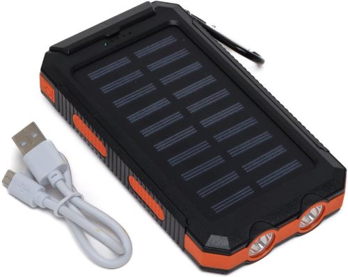 Портативний зарядний пристрій Power Bank Solar Charger QL-268 20000mAh протиударний повербанк з сонячною панеллю подвійний зарядкою USB ліхтариком