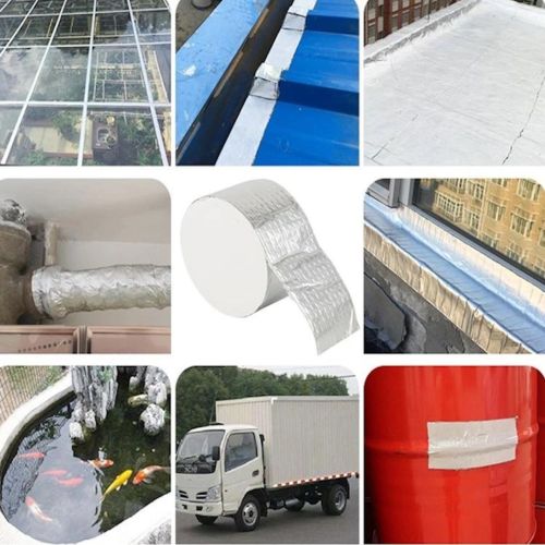 Надміцна клейка стрічка з алюмінієвим покриттям Butyl Self-Adhesive 1.2мм х 5см х 10м, Алюмінієва водостійка липка фольга скотч 10 м Срібляста