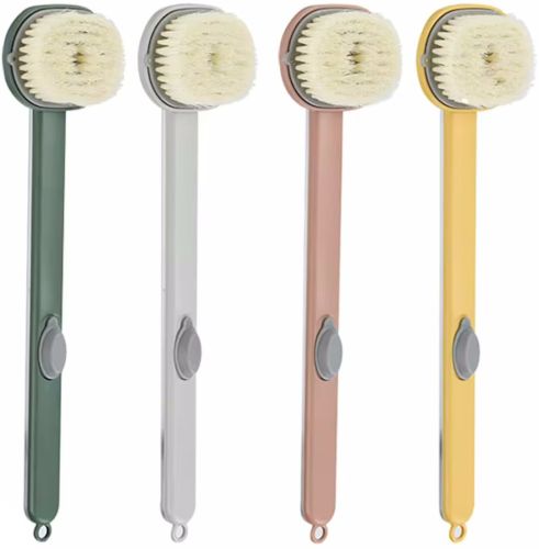 Масажна щітка Body brush CS96T з довгою ручкою для душу з ємністю для миючого засобу, щітка LY-588 36 см з дозатором для масажу спини і тіла