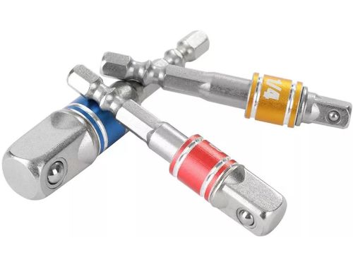 Набір перехідників з шестигранним хвостовиком Drillpro 3pcs 1/2, 1/4, 3/8 дюйма комплект шестигранних насадок біт, Торцеві головки для шуруповерта
