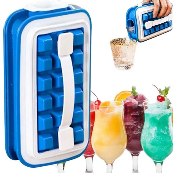 Герметична силіконова форма для льоду з кришкою на 18 клітинок Fill + Carry Without Spilla, Контейнер ледница 18 кубиків, Ледница для заморозки води