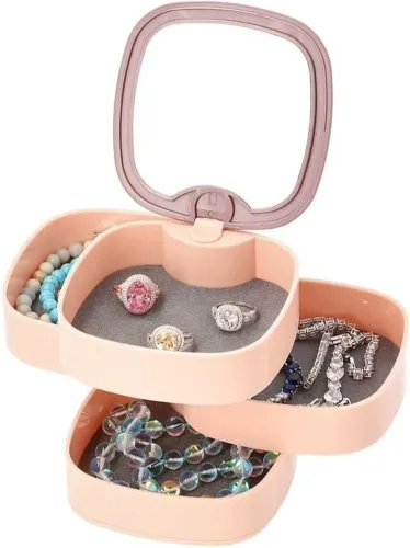 Обертова скринька органайзер Rotatable Jewellery Organizer LD-688 для зберігання ювелірних прикрас 4 Відділення з дзеркалом, Футляр для біжутерії