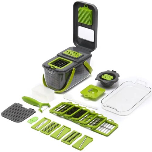 Многофункциональная овощерезка Veggie slicer MA-8 22 в 1 кухонная терка измельчитель слайсер для нарезки овощей и фруктов с насадками и контейнером
