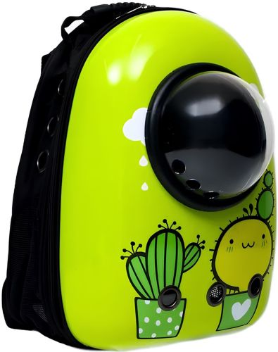 Рюкзак для перенесення тварин CosmoPet Кактус сумка переноска з прозорим віконцем ілюмінатором і сіткою для кішок і котів до 10 кг 32х25х42 см
