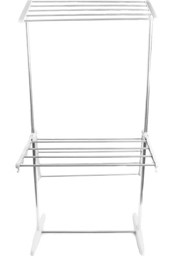 Дворівнева розкладна сушарка для білизни Mobile Folding Racks підлогова вертикальна складна вішалка, стійка сушка для одягу До 40 кг сіра