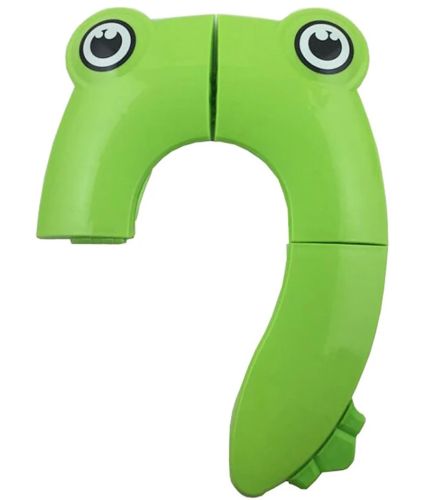 Детская накладка на унитаз Folding Potty Seat Жабка дорожное cкладное пластиковое cиденье насадка для обучения к горшку с чехлом Frog Green 35Х30 см