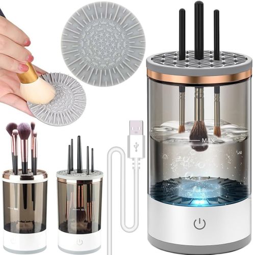 Електричний звуковий очищувач кистей для макіяжу Makeup Cleaning Brush AND HZ-001 2 в 1 щітка підставка для чищення та сушіння косметичних пензликів