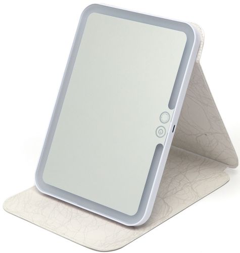 Настільне сенсорне дзеркало планшет для макіяжу Cosmetic Mirror акумуляторне косметичне дорожнє в чохлі зі світлодіодним підсвічуванням на підставці