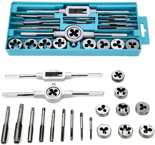 Набір мітчики і плашки Tap and Die Set M3-M12 20 штук комплект сталевих мітчиків і плашок для нарізування метричного різьблення в кейсі мічечок і лерка