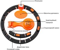 Масажний обруч тренажер Intelligent Hula Hoop 7803 хулахуп для схуднення живота боків з регульованою довжиною і автоматичним підрахунком Black-orange