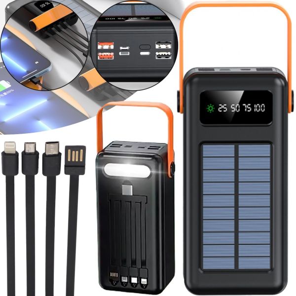 Портативний зарядний пристрій Power Bank Voltronic YM - 635cx 50000mAh з сонячною панеллю і ліхтариком Solar зовнішній акумулятор повербанк для зарядки