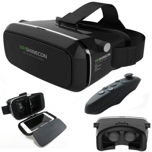 3d окуляри віртуальної реальності з пультом ДУ VR Shinecon G04, 3д шолом віртуальної реальності для телефону, гарнітура для 4.7-6 дюймів, Чорний