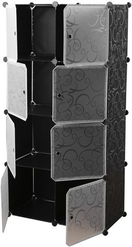 Складной шкаф органайзер для вещей Storage Cube Cabinet MP-28-51 76Х37Х146 см пластиковая тумба на 8 секций полочка для одежды и обуви Черная MP28-51