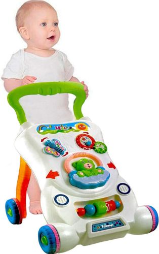 Детские развивающие ходунки каталка Qichun Toys 696-R15 2в1, Детский ходунок Children Music Walker на колесиках с музыкальными эффектами для детей