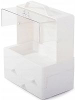 Настільний органайзер для зберігання косметики Cosmetic Storage Box GW-880 косметична поличка 4 секції з висувними ящиками і ручкою Біла