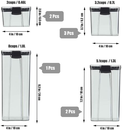 Набір контейнерів для сипучих Food Storage Container Set 8 ємностей, прозорі органайзери, баночки для зберігання харчових продуктів, круп з кришками