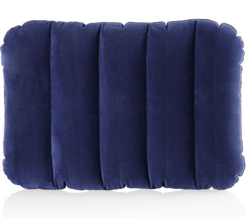 Туристическая надувная подушка Intex Inflatable Pillow 68672 47x30 см флокированная для плавания и путешествий Накладка под голову для кемпинга Синяя