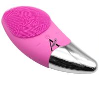 Електрична силіконова щітка масажер Sonic Facial Brush BR - 020 для масажу обличчя, Щітка для чищення та вмивання обличчя з вібрацією від USB рожева