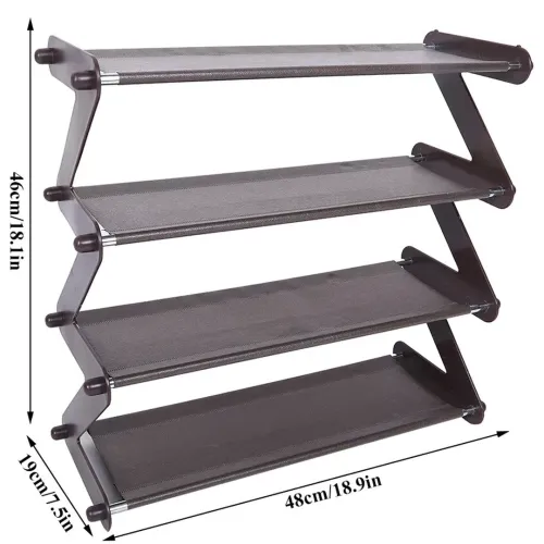 Складна етажерка полиця для зберігання взуття Z-Shared Shoe Rack YH8802-4 на 4 полиці, Побутова стійка органайзер YH-8802 для речей і взуття кавова