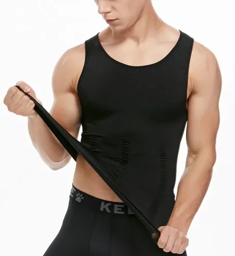 Утягивающая майка для мужчин Slim'n Lift men корректирующее мужское белье Black, Мужская корректирующая майка Слим энд Лифт фо Мэн Черная