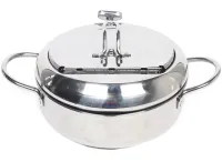 Фритюрниця на плиту Fryer Pot 2,2 л з масляним термометром і піддоном для зливу масла Каструля для фритюру з кришкою з нержавіючої сталі для кухні