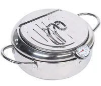 Фритюрниця на плиту Fryer Pot 2,2 л з масляним термометром і піддоном для зливу масла Каструля для фритюру з кришкою з нержавіючої сталі для кухні